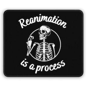 Skeleton Reanimation Gaming Mouse Pad, Coffee Lover Gift, Gaming Accessories, Office Desk Decor, Unique Mouse Mat, Skeleton Drink Coffee