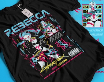 T-shirt Cyberpunk Edgerunners, chemise néon DAVID & LUCY Edge runners, Rebecca Cyberpunk Edgerunners, chemise Cyberpunk, Cyberpunk Edgerunner