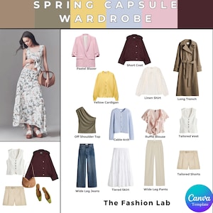 Spring Women&#39;s Classic Minimalist, Travel Essentials, Capsule Wardrobe, Outfit Ideas, Outfit Planner, Printable