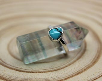 Minimalistischer Kingman Türkis Ring - Handgemachter Feinsilber Schmuck