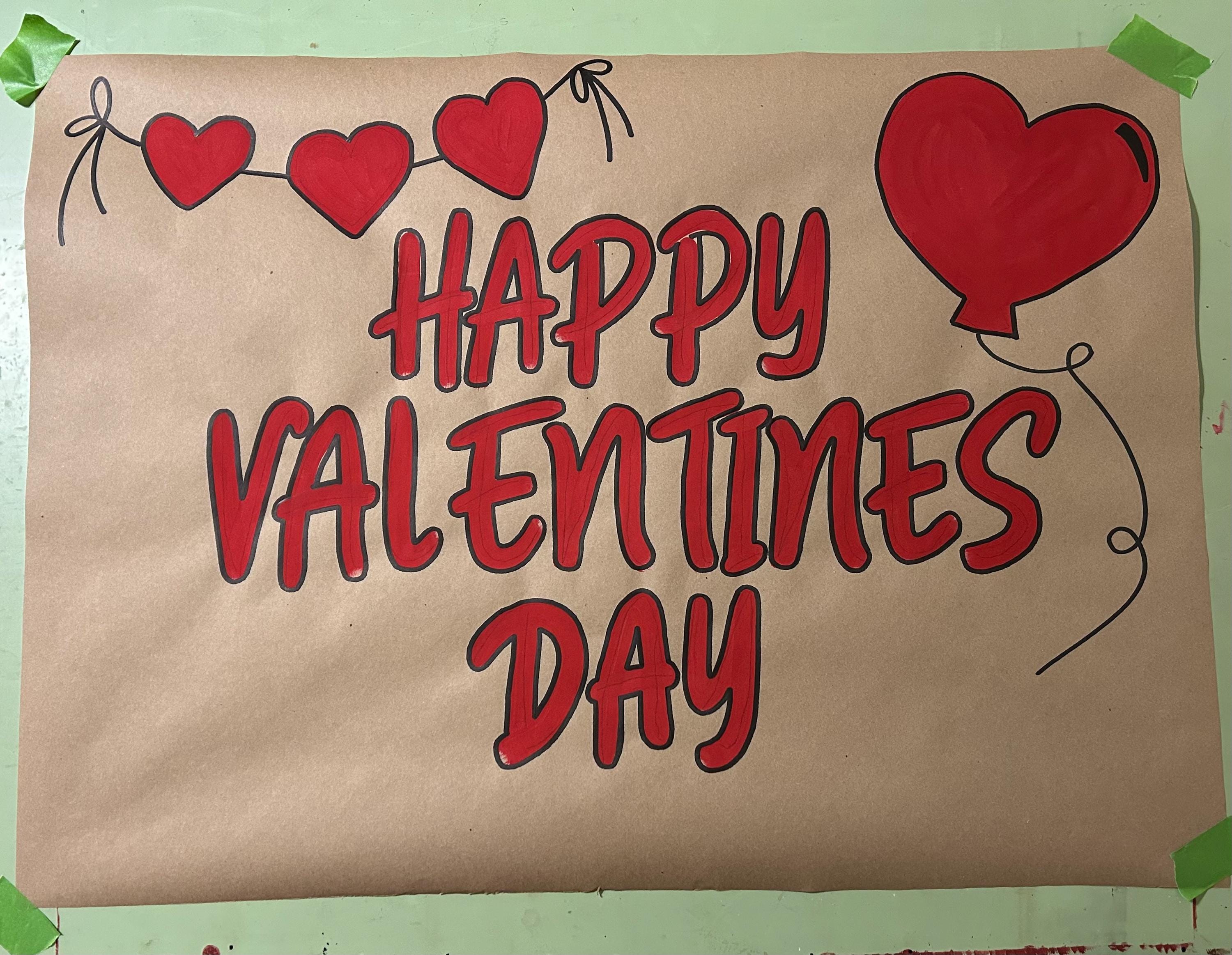 Valentines / Galentines Day Brown Paper Custom Painted Banners - Etsy