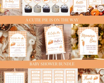 Herbst-Babypartyeinladung & Spiele-Bundle: Ein Cutie Pie-Thema (bearbeitbare Canva-Vorlagen)