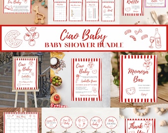 Ciao Baby - Baby Shower Invite, Games, & Signs Template Bundle, Italian Baby Shower  Theme, Editable Canva Templates