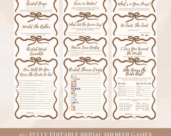 Bridal Shower Games Bundle: 15+ Editable Templates (Canva, Instant Download)