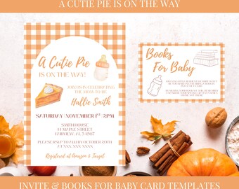 Baby Shower Einladung & Bücher für Baby Karte (Canva Template, Instant Download)
