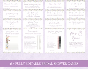 Floral Bridal Shower Games Bundle: Canva Template (Instant Download)