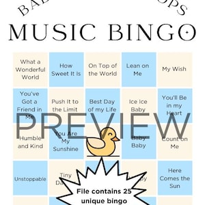 Baby Shower Bops - Blue Hues Music Bingo Cards