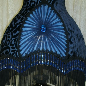 Vintage Blue Black Glass Table Lamp from Turn of the century