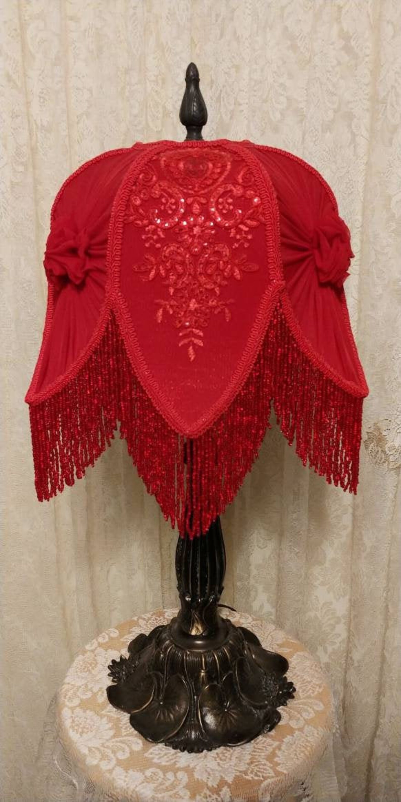 Red Vintage Style Lamp and Shade | Etsy