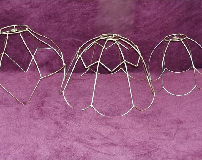 Victorian Wire Lampshade Frames Sold Together. Talon, Scallop Tiffany