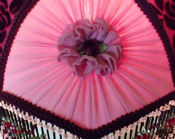Vintage Style Craberry Rose Beaded Shade and Lamp