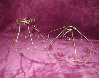 2 Sm. Victorian style Lampshade Frames, Sold together, Sm. Lady frame 6"ht & mini Lotus 10" wd. x 5" ht.