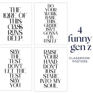 funny Classroom Poster, Funny Gen Z Classroom Signs, Classroom Sign, High School