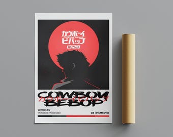 Cowboy Bebop Poster, Minimalistisches Poster, Anime Poster, Wandkunst, Wanddekor, Premium Matte Vertikale Poster, 4K Qualität, Filmplakat