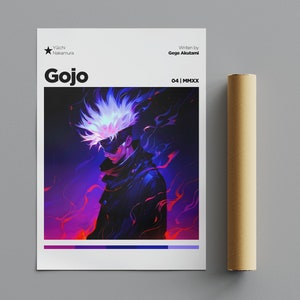 Satoru Gojo Poster, Minimalist Poster, Anime Poster, Wall Art, Wall Decor, Premium Matte Vertical Posters, 4K Quality, Movie Poster
