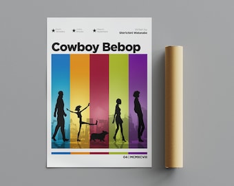 Cowboy Bebop Poster, Minimalistisches Poster, Anime Poster, Wandkunst, Wanddekor, Premium Matte Vertikale Poster, 4K Qualität, Filmplakat
