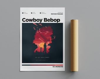 Cowboy Bebop Poster, Minimalistisches Poster, Anime Poster, Wandkunst, Wanddekor, Premium Matte Vertikale Poster, 4K Qualität, Filmplakat