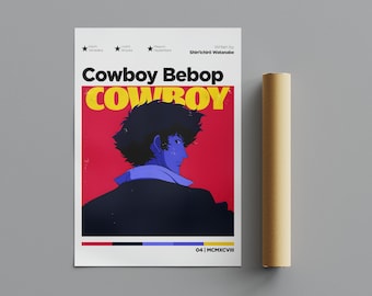 Cowboy Bebop Poster, Minimalistisches Poster, Anime Poster, Wandkunst, Wanddekor, Premium Matte Vertikale Poster, 4K Qualität, Filmplakat