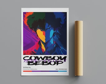 Cowboy Bebop Poster, Minimalistisches Poster, Anime Poster, Wandkunst, Wanddekor, Premium Matte Vertikale Poster, 4K Qualität, Filmplakat
