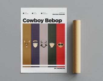 Cowboy Bebop Poster, Minimalistisches Poster, Anime Poster, Wandkunst, Wanddekor, Premium Matte Vertikale Poster, 4K Qualität, Filmplakat