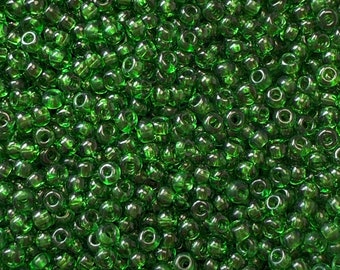 Preciosa Czech Glass Seed Beads 10/0 – Transparent Dark Green Color 40010 | Traditional Czech Beads for Jewelry Making, Beading, DIY Crafts