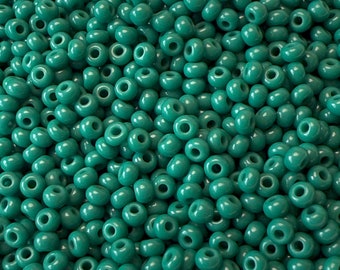 Preciosa Czech Glass Seed Beads 10/0 – Cold Green Color 53240 | Traditional Czech Beads for Jewelry Making, Beading, Embroidery, DIY Crafts