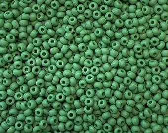 Preciosa Czech Glass Seed Beads 10/0 – Green Matte Color 53250 | Traditional Czech Beads for Jewelry Making, Beading, Embroidery, DIY Crafts