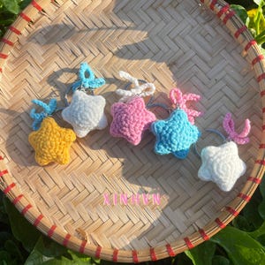 Crochet star keychain, colorful star keychain, crochet keychain, gift for star lover, gift