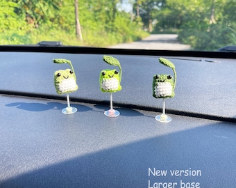 Crochet cute baby frog car dashboard decor, car dashboard accessories, crochet cute frog, cute car decor, new car gift, new driver gift