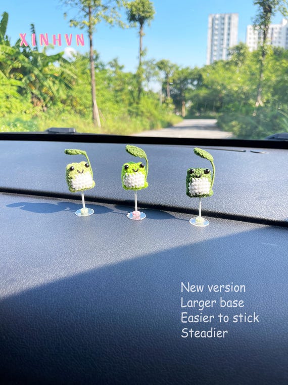 Crochet cute baby frog car dashboard decor, car dashboard accessories, crochet cute frog, cute car decor, new car gift, new driver gift