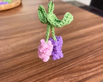 Crochet lavender keychain, lavender bag charm, crochet flower keychain, gift for lovers, gift for women