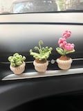 Crochet plant car vent clip, crochet flower plant car vent clip,  cute car decor, crochet gift, new car gift, new driver gift product logo