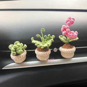 Crochet plant car vent clip, crochet flower plant car vent clip,  cute car decor, crochet gift, new car gift, new driver gift