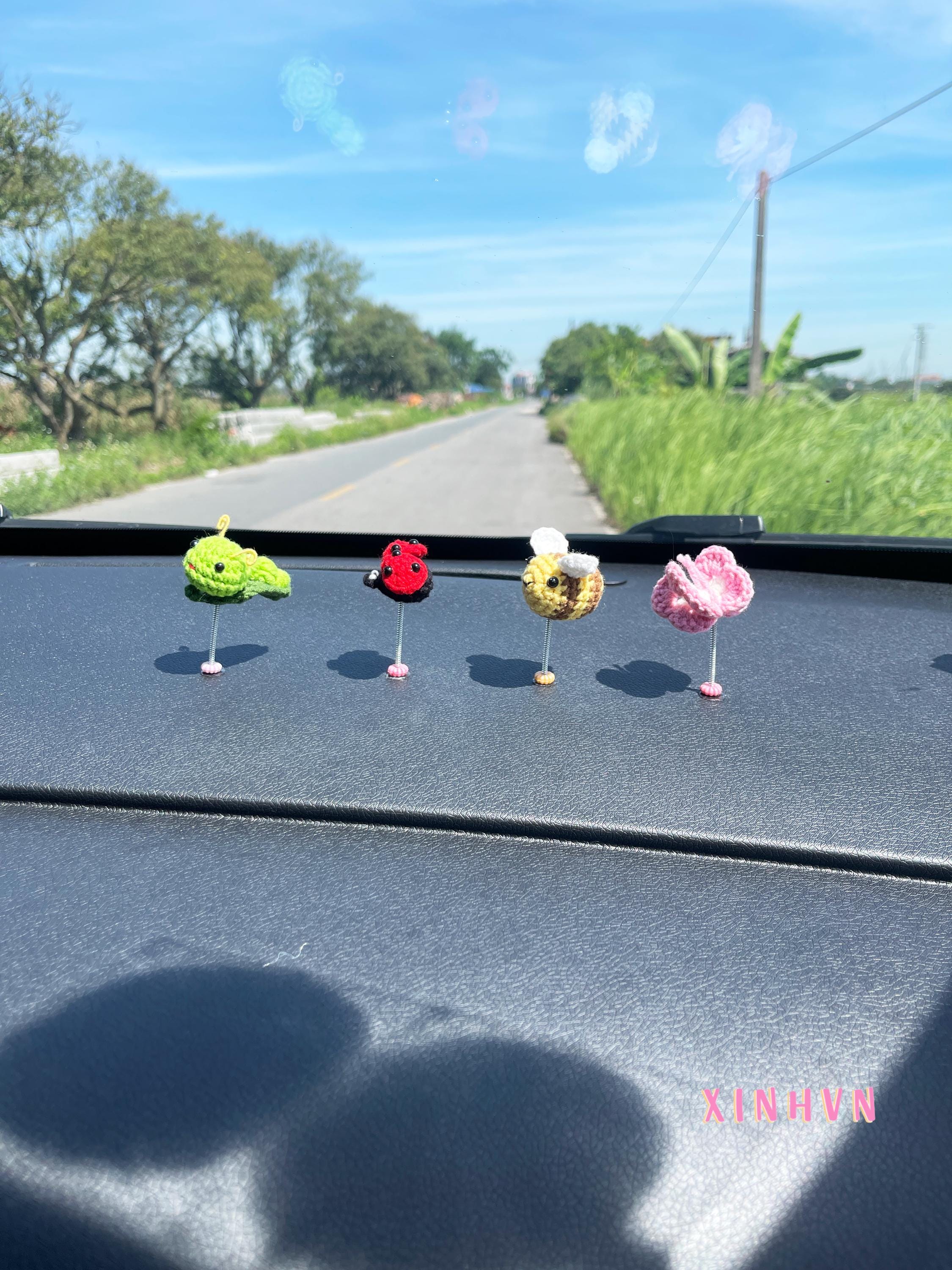 Crochet cute caterpillar/ ladybug/ bee/ butterfly car dashboard decor, car dashboard accessories, car decor, new car gift, new driver gift