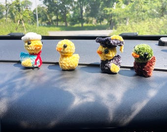 Leuke mini-eenden met outfits dashboard decor, baby eend knuffel autodashboard, dashboardaccessoires, nieuwe auto cadeau, nieuwe chauffeur cadeau