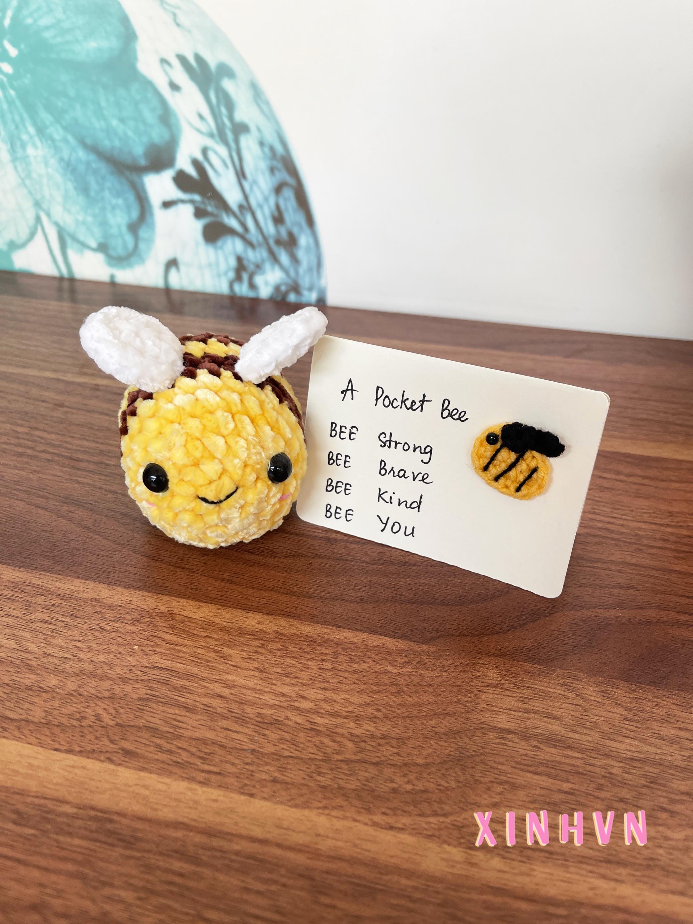 Cute Crochet Bee Plusie,  Pocket bee, Bumble bee, Emotional support bee, Table/ Desk Decor