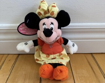 Vintage Disney Minnie Mouse Stuffed Toy Plush Doll with Birth Stone Necklace