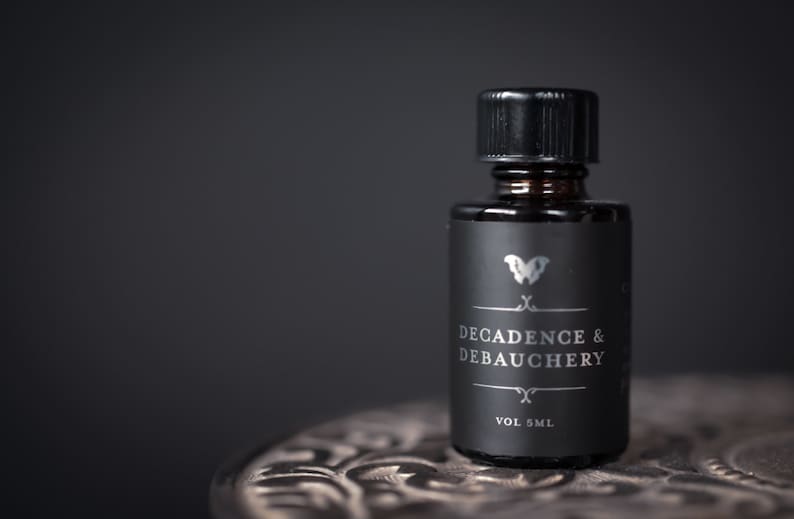 Decadence and Debauchery™ Perfume Oil with natural resins, tobacco, blood orange, bergamot, violet, vanilla, woods unisex scent 5 Milliliters