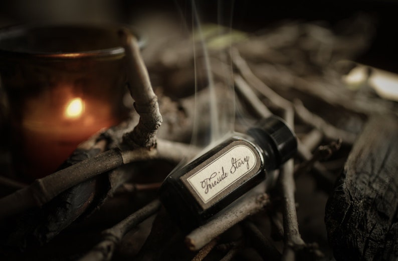 Fireside Story™ Natural Perfume Oil bonfire, campfire, smoke, fireplace, woods, and vanilla unisex scent image 4