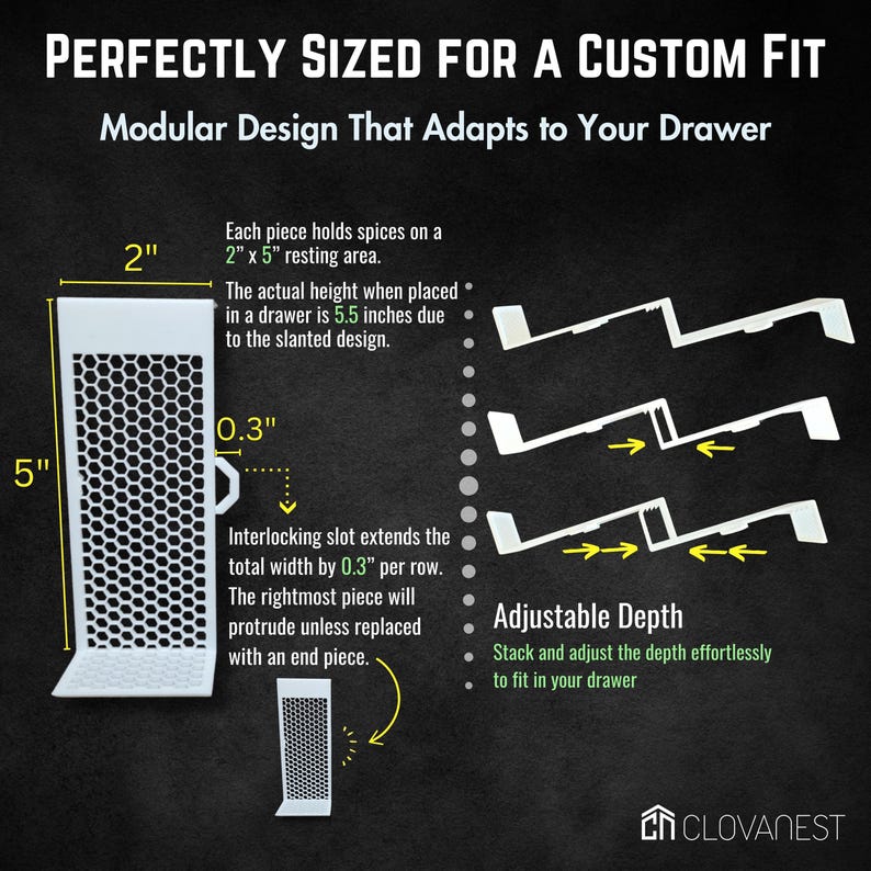 Custom Spice Rack Insert Customizable Spice Organizer, Modular Drawer Insert for Spice Storage ...
