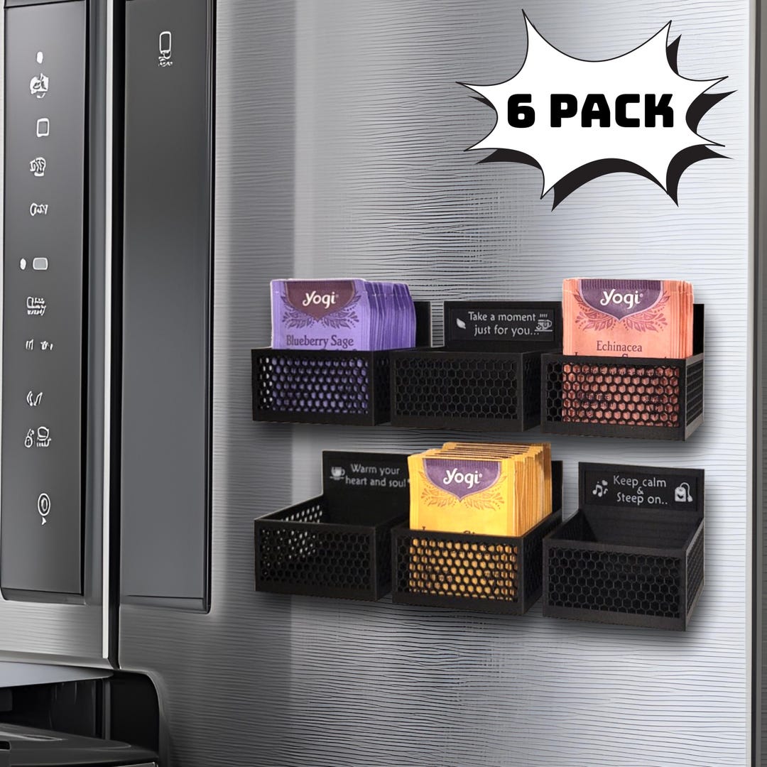 Magnetic Tea Bag Organizer: Customizable Kitchen Storage (6-pack) for ...