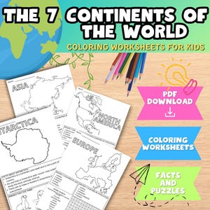 Die 7 Kontinente der Welt Arbeitsblätter zum Ausdrucken