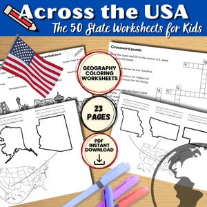Across the USA 50 States Fun Activity and Printable Coloring Pack for Kids