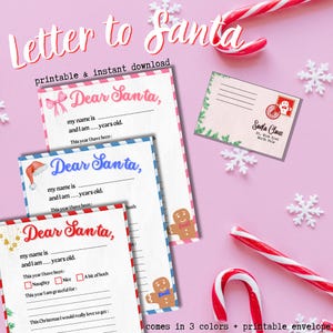 Carta a Papá Noel Lista de deseos de regalos navideños para niños Carta de Papá Noel Correo y sobre navideños Actividad navideña divertida para todas las edades