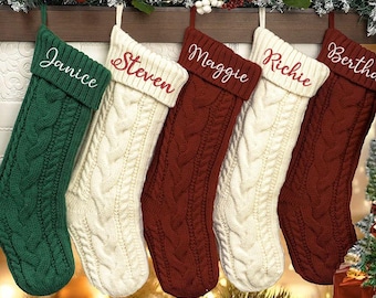 Monogrammed Knit Christmas Stocking: Personalized Scandinavian Decor