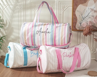 Borsone da viaggio personalizzato per bambina, borsa da weekend in nylon con nome