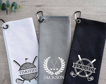 Personalized Embroidered Golf Towel, Monogrammed Golf Towel, Fathers Day Golf Gift,Custom Golf Towel,Golf Club Gift for Dad, Christmas Gift
