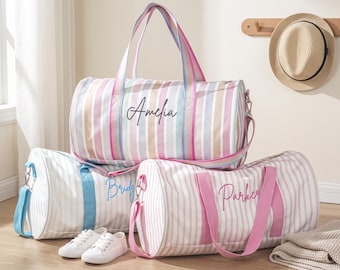 Personalized Travel Duffel Bag for Toddler Girl,Nylon Weekender Bag with Name
