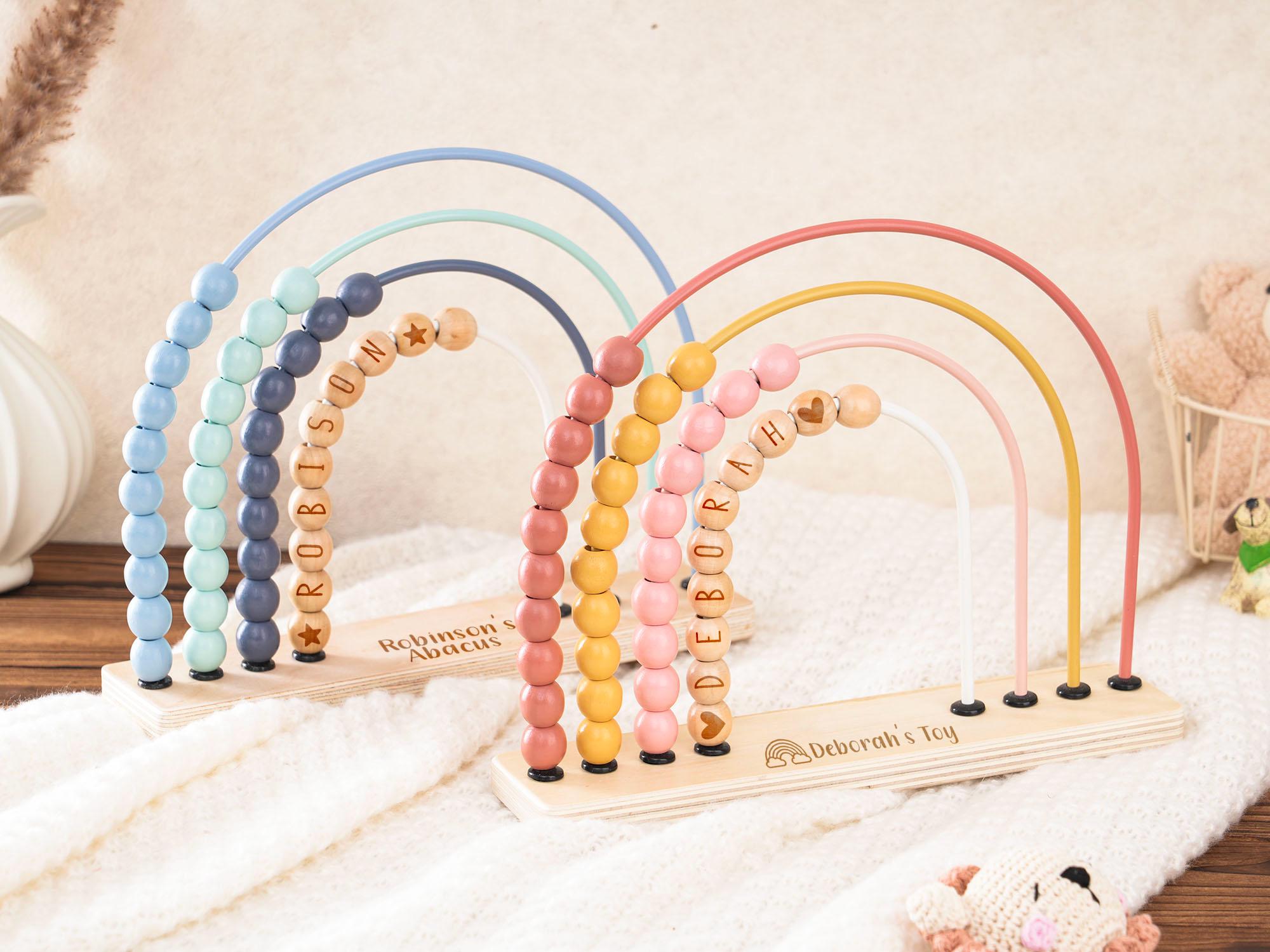 Custom Baby Rainbow Abacus, Baby Wooden Abacus, Baby Shower Gifts,Birthday Gifts,Wooden Nursery Decor,Toddler Educational Toys,Counting Tool