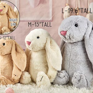 Broderad påskhare med namn: Personlig plyschkanin, present till blomsterflicka bild 6